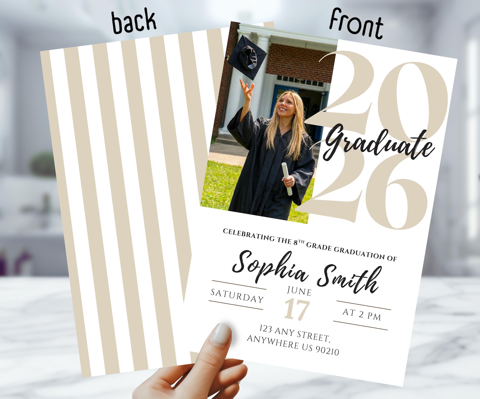 Grade R Invitation Card Custom 8th Grade Graduation Invitation With Photo – Personalized Middle ...
