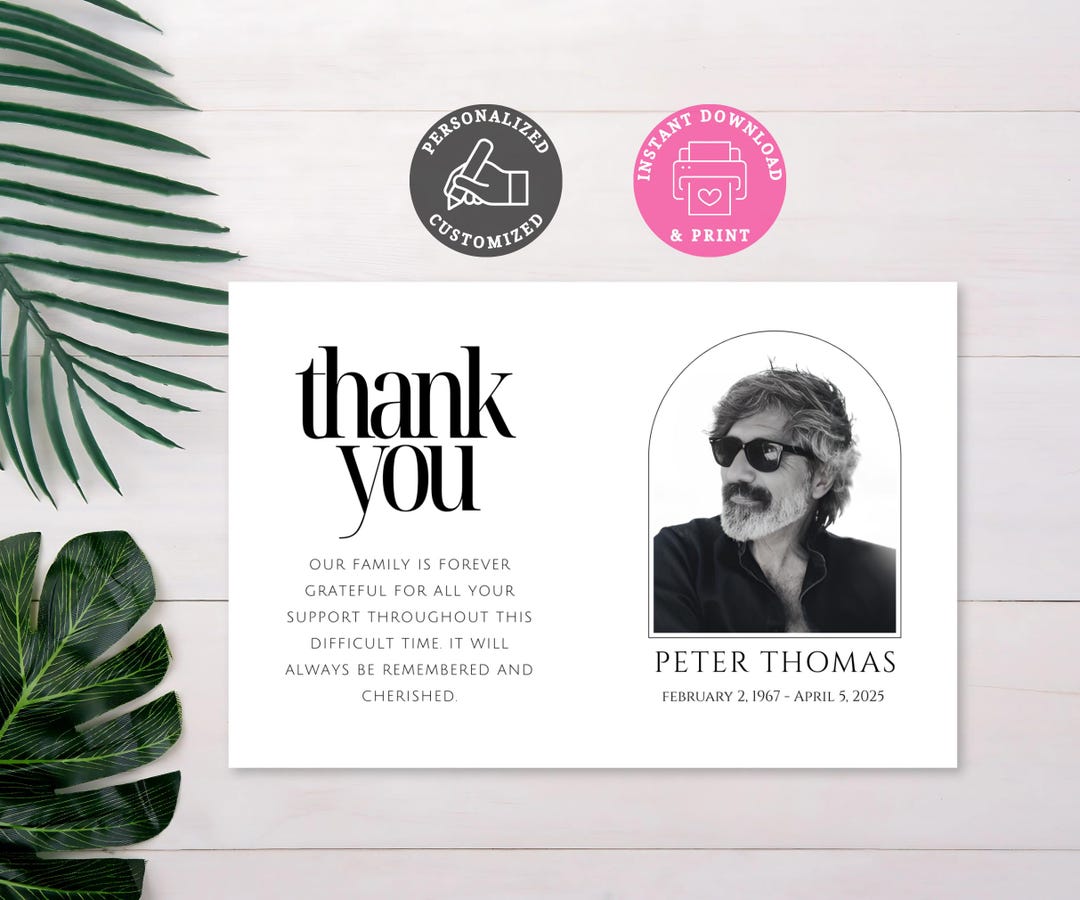 Funeral Thank You Card – Editable Minimalist Template – in Loving ...