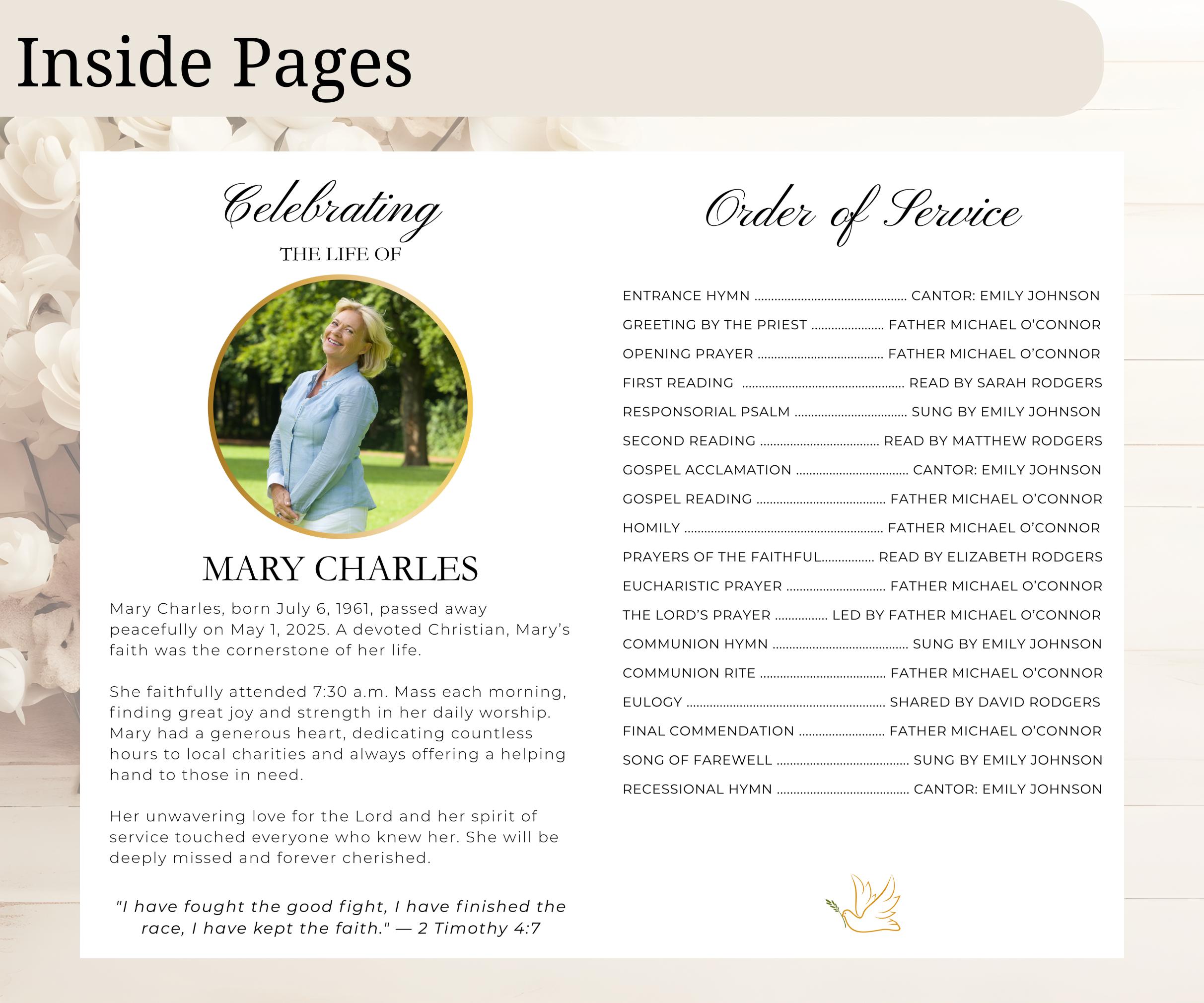 Catholic Funeral Program Template – Editable Christian Memorial ...
