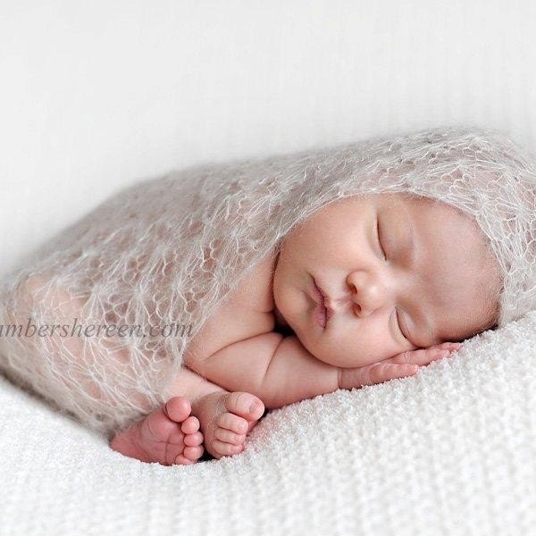 Dreamy wrap - large stitch - handknitted mohair lace newborn photo prop