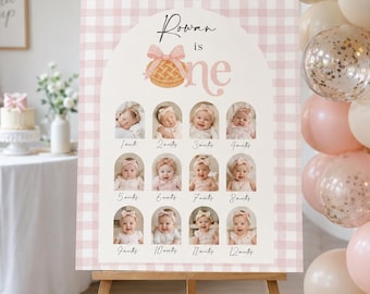 Cutie Pie First Birthday Photo Sign, Milestone Sweetie Pie 1st Decor Printable, Fall Autumn Party One Pink Girl Decorations Monthly Pictures