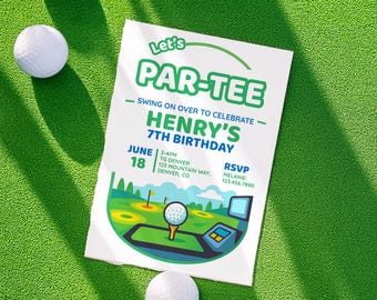 Golf Birthday Invitation, Editable Golfing Invite, Mini Golf Putt Putt Sports Swing Theme Party Template Instant Digital Download Boys Top