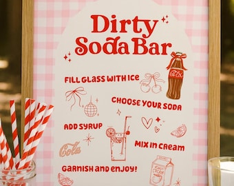 Insegna Dirty Soda Bar, Baby Shower "È pronta a scoppiare", Istruzioni per la festa, Insegna per bar con soda, Istruzioni per la festa a tema con fiocco per ragazzo e ragazza, Decorazione rosa