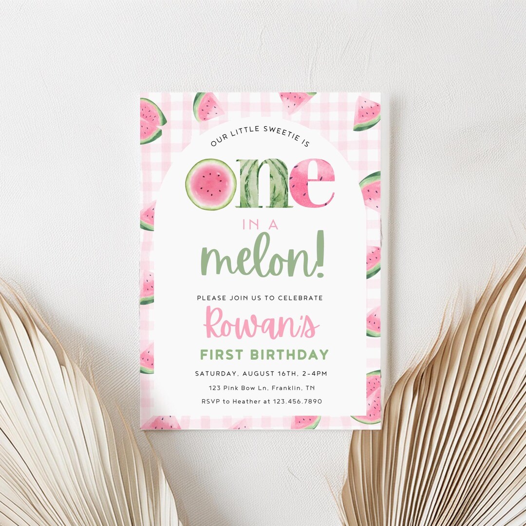 Watermelon First Birthday Invitation, Pink One in a Melon Party, 1st ...