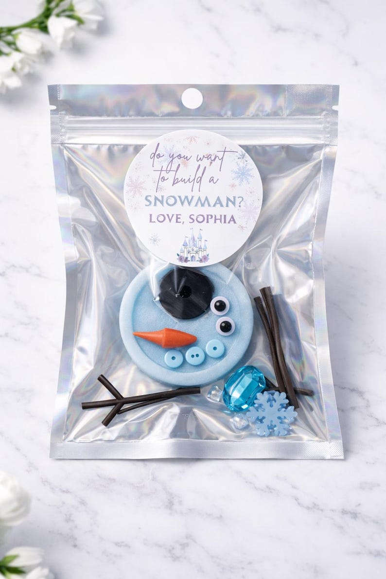 Build your own frozen snowman play dough Kit, Princess Party Favor, 2nd 3rd 4th Birthday, Goodie Bags Sensory Gift, birthday party gifts image 2