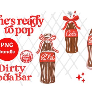 Sie ist bereit zu Pop Baby Shower PNG, Schriftart Soda Thema Party Clipart, DIY Dekor Retro, Cola Boy Girl Urlaub festliche Weihnachten rot weiß Streifen