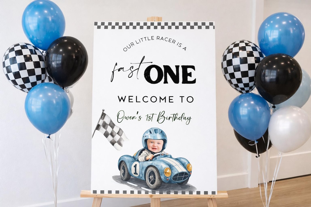 Fast ONE Birthday Welcome Sign, Race Car 1st Racing Car Racecar Poster ...