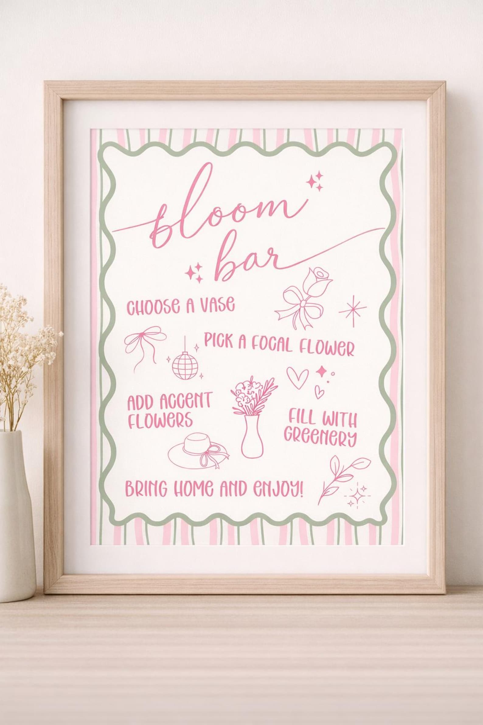 Acu Bloom Sign Bloom Bar Sign, Build Your Own Bouquet for a Bridal or Baby Shower ...
