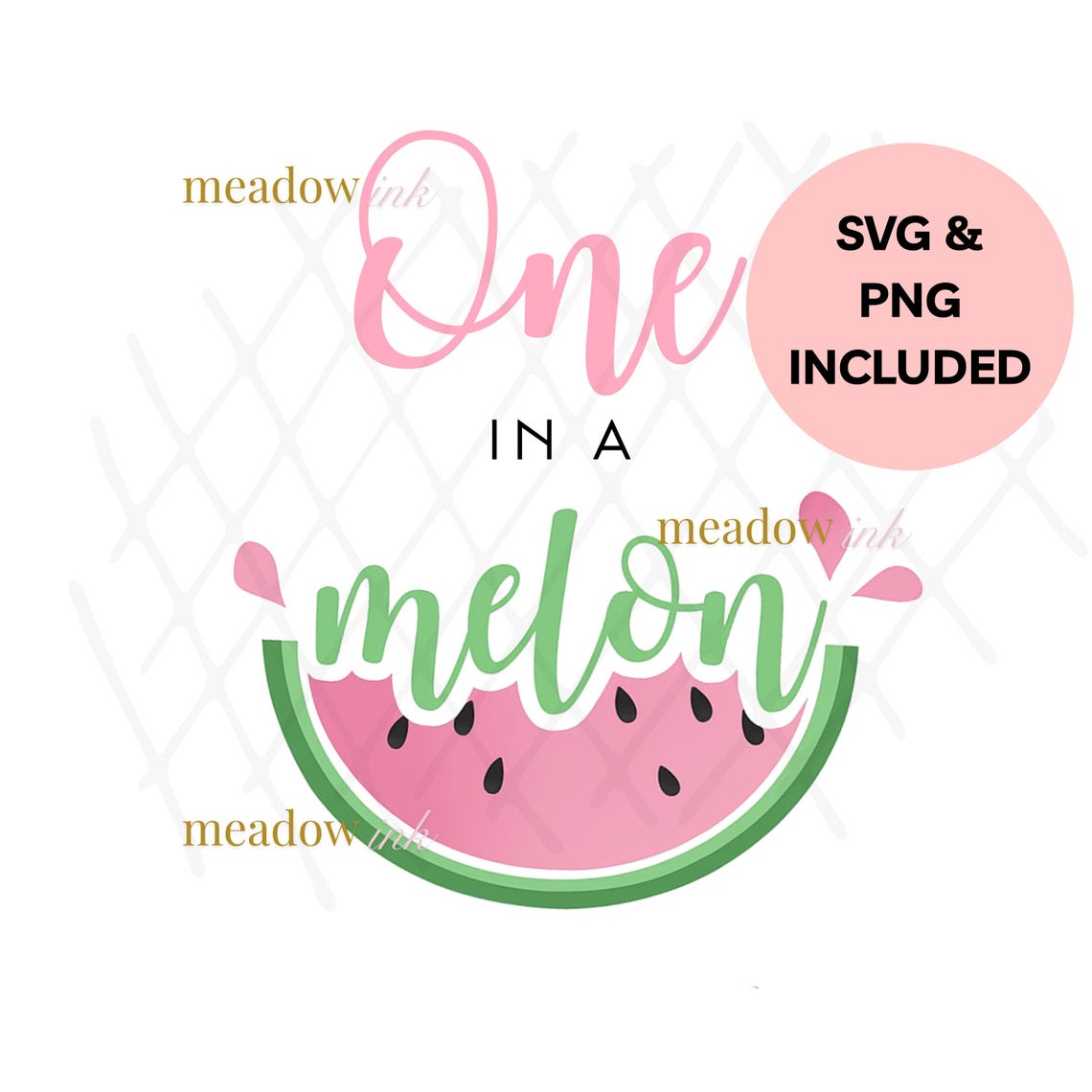 One in a Melon SVG PNG Clipart, Cute Watermelon Birthday Design for ...