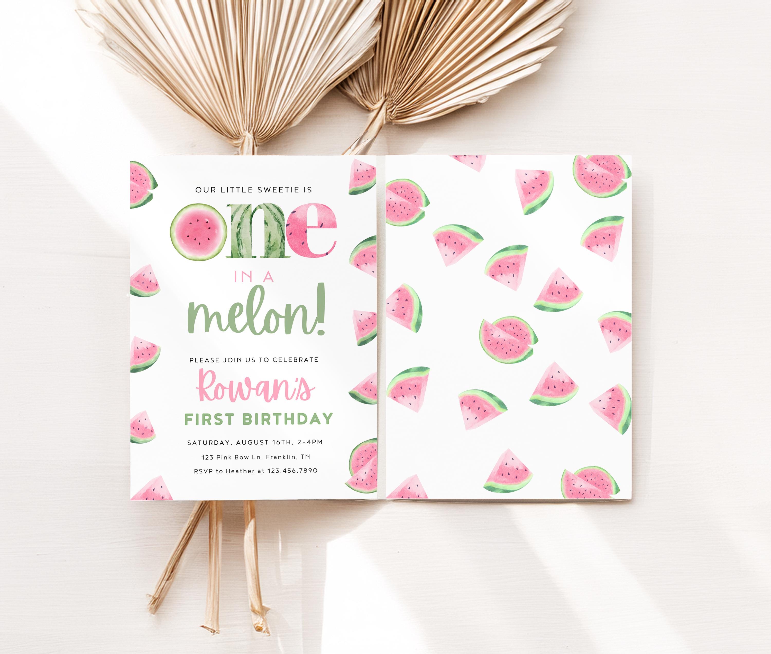 Watermelon First Birthday Invitation, Pink One in a Melon Party, 1st ...