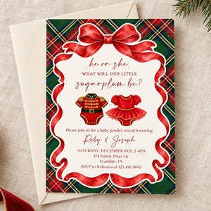Nutcracker Gender reveal Baby Shower Invitation Winter Tutu, Invite Christmas Digital Download Printable Little Sugar Plum Sugarplum
