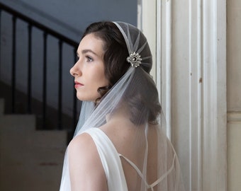 Ivory Wedding veil Juliet cap style, Art Deco Veil, Ivory cap veil, Bridal veil, 1930s veil, UK