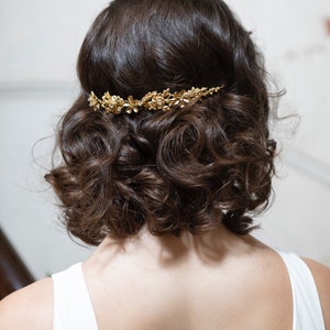 Gold Bride Headband - Gold Wedding Headpiece - Gold Bridal Tiara  - Gold crown Bridal Hair Accessory