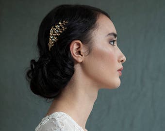 Peigne à cheveux en or - Peigne à cheveux en or de style Art Nouveau - Accessoire capillaire de mariage - Casque de mariée en or - Peigne à cheveux de mariage Boho