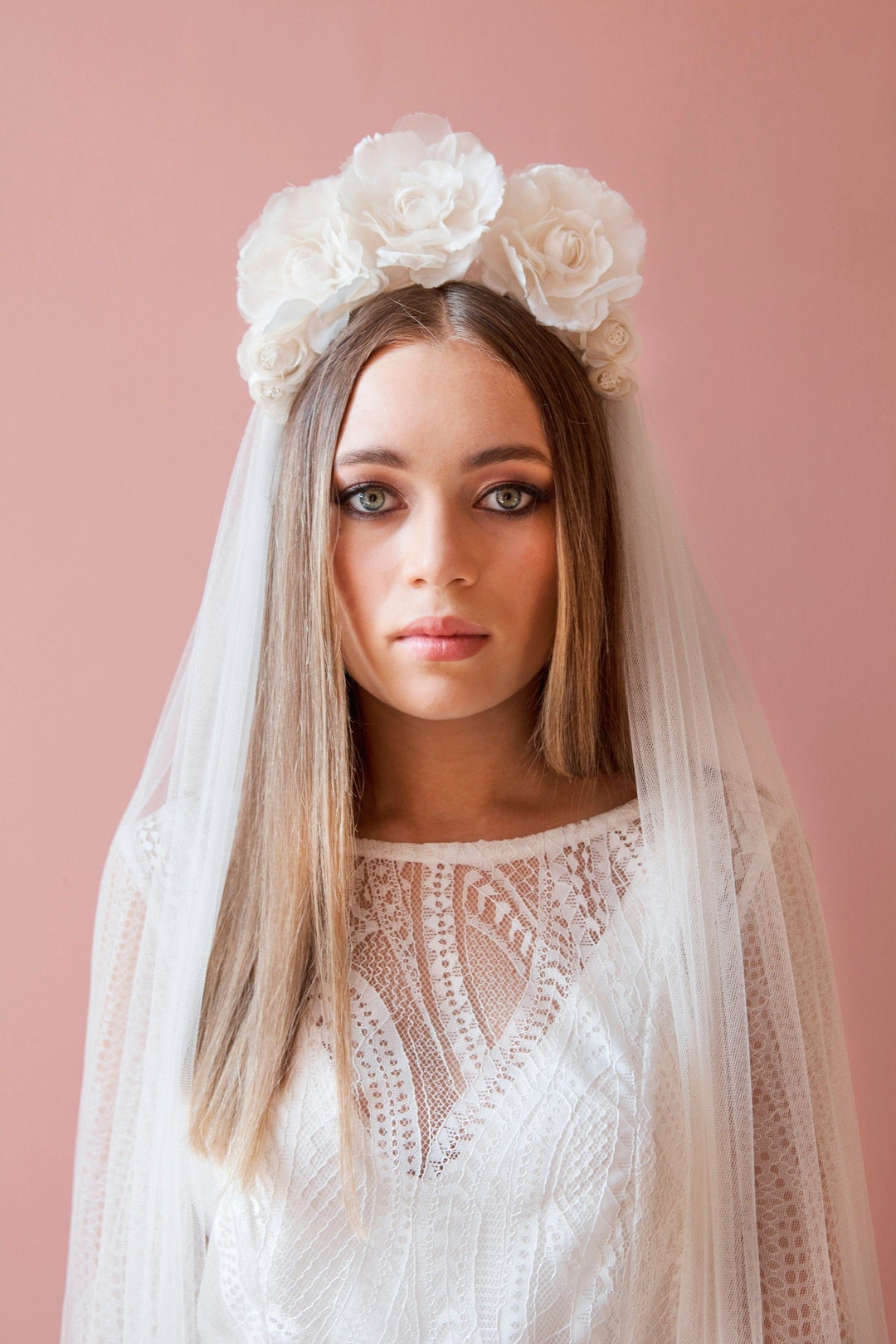 Silk Flower Crown Bridal Headpiece With Silk Peonies Frida Etsy