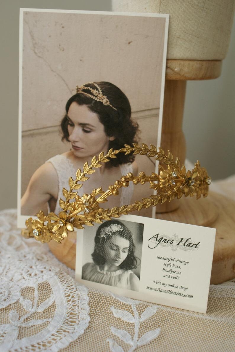 Antique Style Wedding Headpiece - Gold Bridal Tiara - 1930s  display picture 2