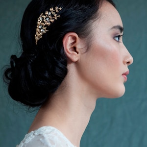 Gold Hair comb Art Nouveau style Gold Hair comb Wedding Hair Accessory Gold Bridal Headpiece Boho Wedding Hair Comb image 2