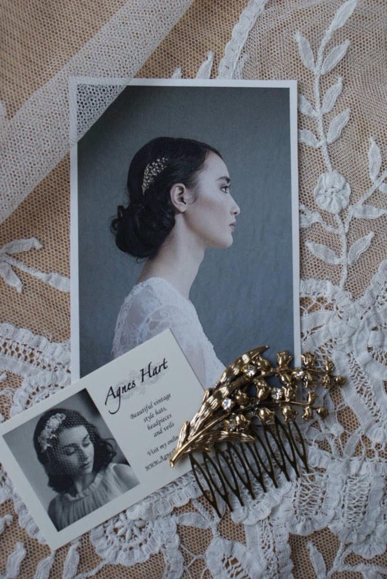 Gold Hair comb Art Nouveau style Gold Hair comb Wedding Hair Accessory Gold Bridal Headpiece Boho Wedding Hair Comb image 4