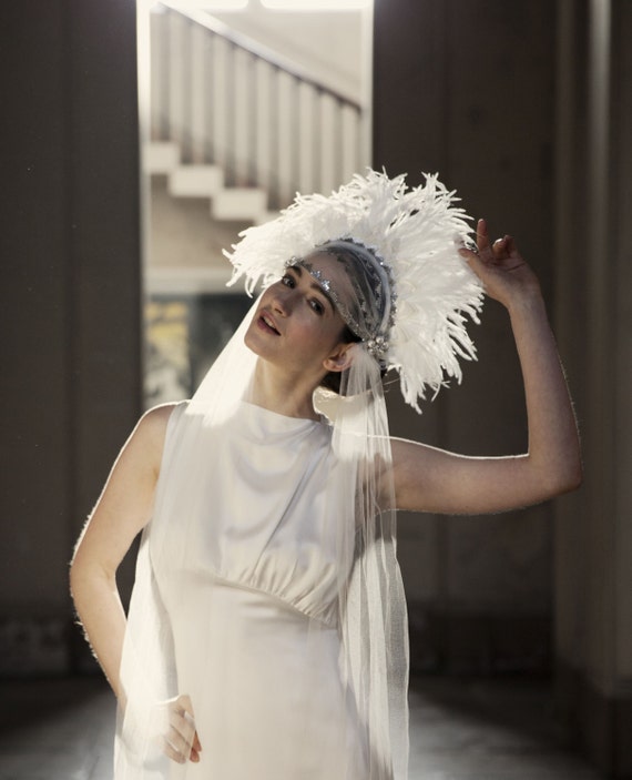 Statement Wedding Headpiece With Ivory 