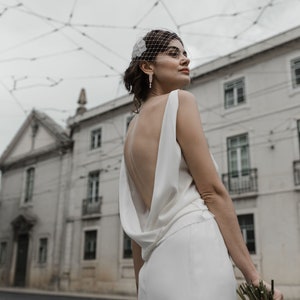 Elegant Bridal Cap Headpiece with birdcage veil Half Hat Style Wedding 1950s wedding hat 1940s wedding headpiece Bridal hat with leaves image 8