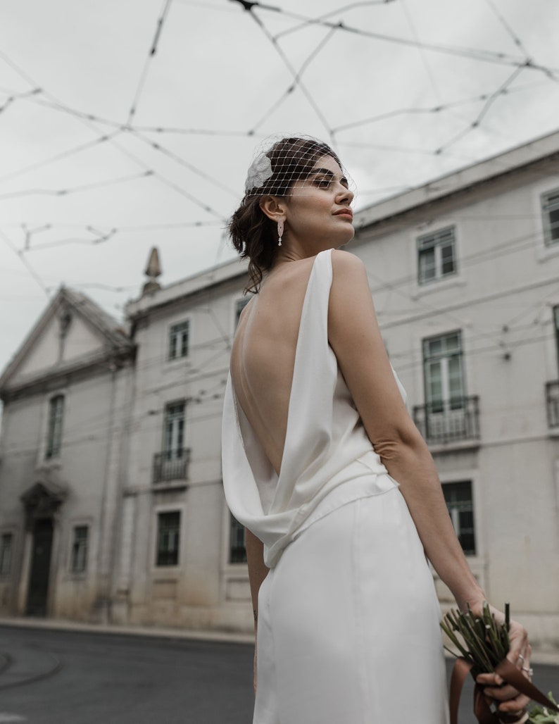 Elegant Bridal Cap Headpiece with birdcage veil Half Hat Style Wedding 1950s wedding hat 1940s wedding headpiece Bridal hat with leaves image 8