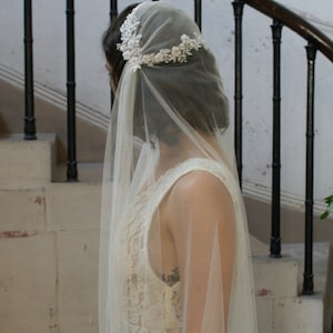 Luxury Beaded Juliet Cap Wedding Veil , Kate moss style veil, 1930s Bridal Veil, Champagne Juliet Cap Veil image 6