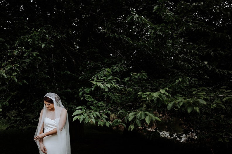 Juliet Cap Veil with lace Kate Moss Wedding veil 1930s style veil ivory chapel length veil cathedral length veil image 5