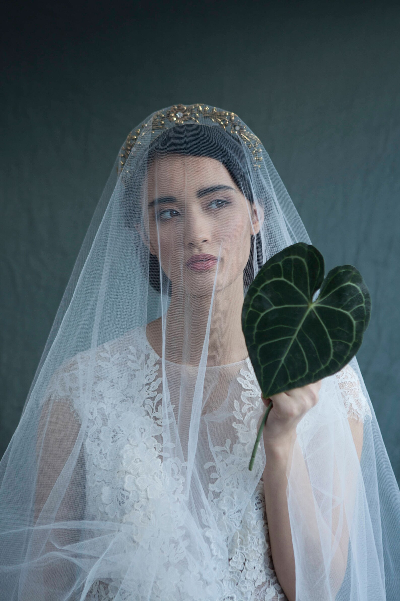 Gold Bridal Halo and Ivory Wedding Veil Statement Gold | Etsy
