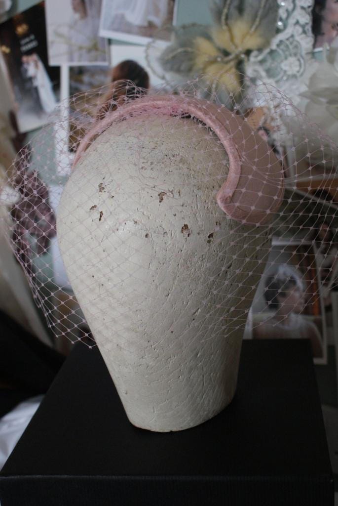 1950s Style Veil and Headpiece - Half Hat and Birdcage Veil  display picture 1