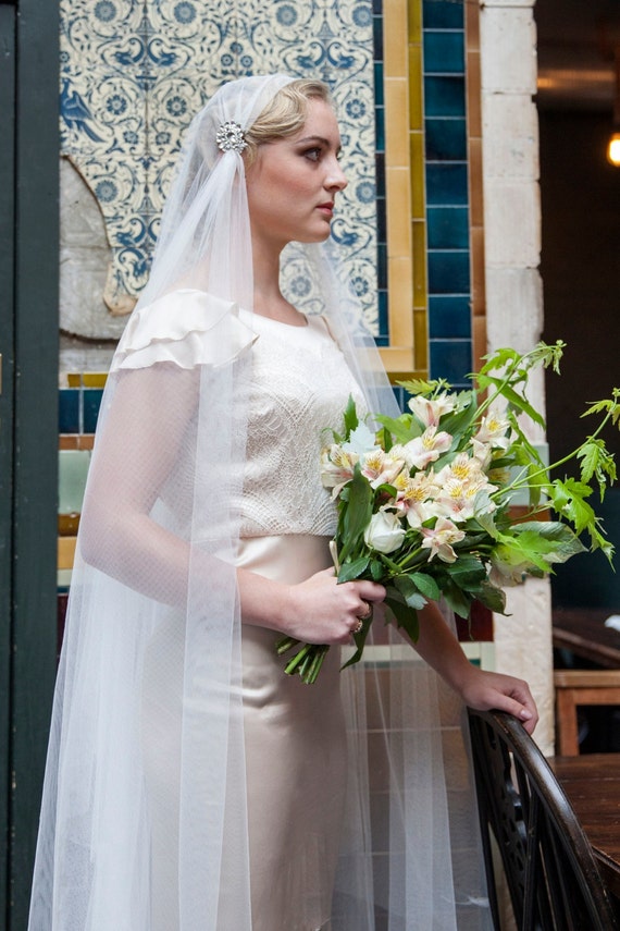 1920s Wedding Veil With Blusher vintage Style Cap Veil. Art - Etsy