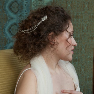 Gold Chain Headpiece Bohemian Bridal Hair chain Gold Tone Wedding hair Accessory Draped Hair Chain Bridal headpiece image 4