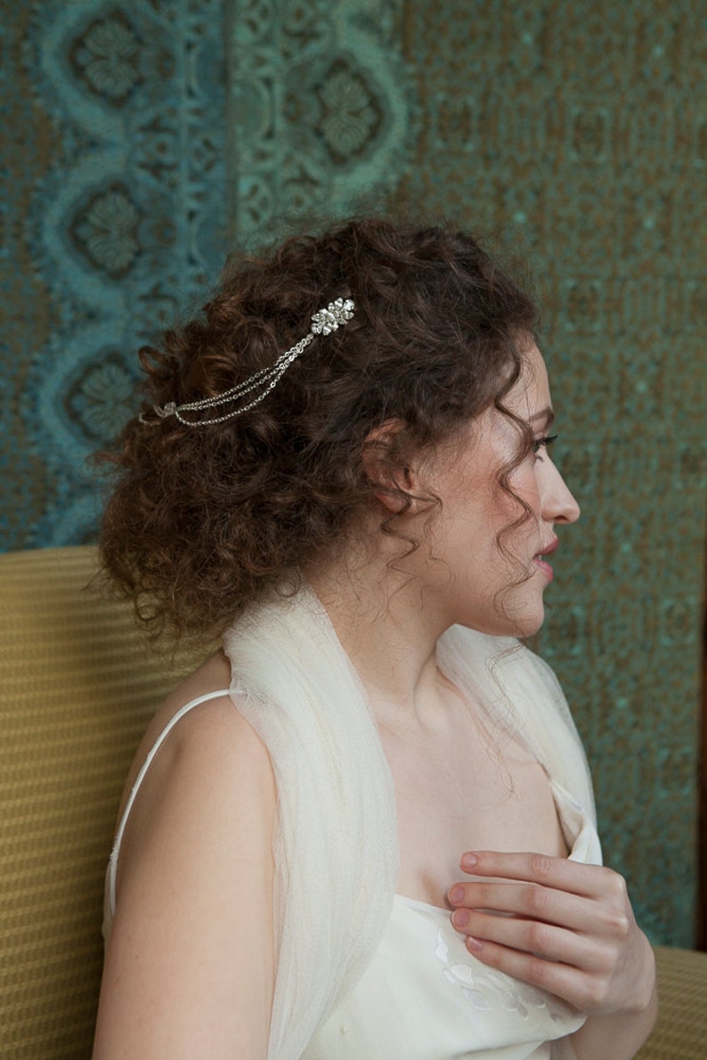 Hair Chain Headpiece Art Deco Headpiece Bridal hair jewellery 1920s Bridal headpiece Downton Abbey headpiece 1920s wedding dress image 3