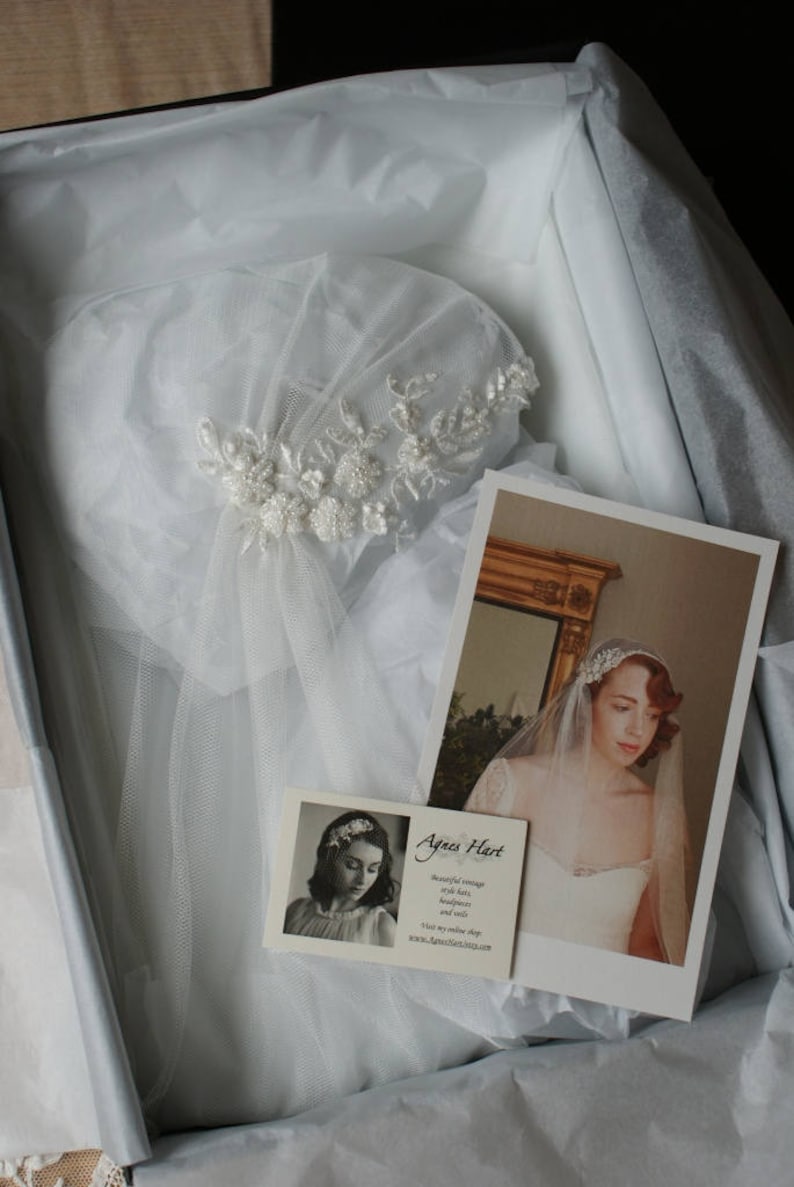 Juliet Cap Veil with lace Kate Moss Wedding veil 1930s style veil ivory chapel length veil cathedral length veil image 6