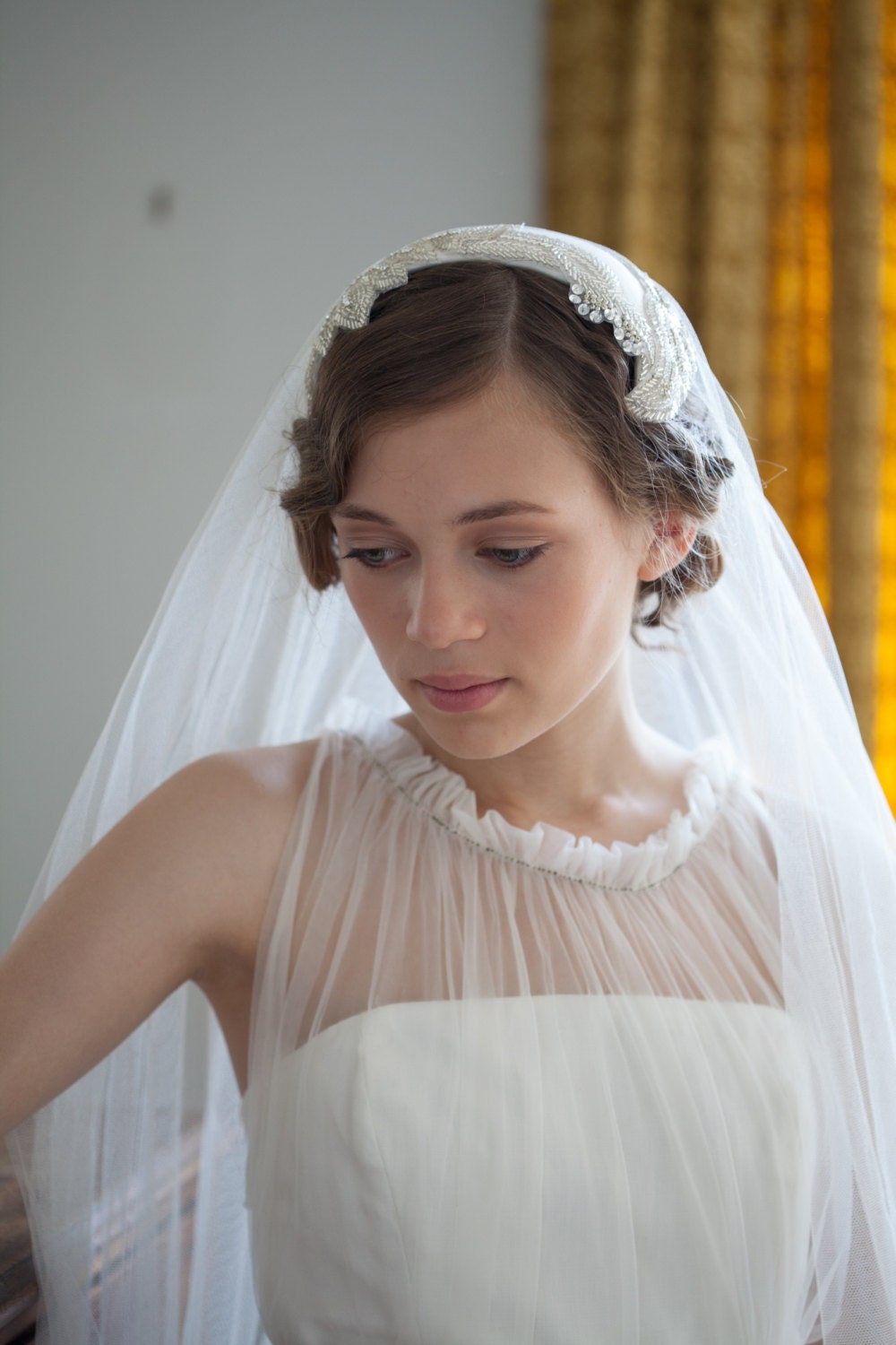 Vintage 1930s Long Veil with Crown — Miranda's Vintage Bridal