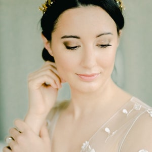 Gold Bridal Tiara Gold Wedding Headpiece Ivy Leaf Crown Stylish wedding Halo Agnes Hart Crown image 2