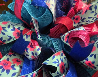 Floral ribbon wreath