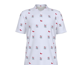 Polo de golf Chili Dippers “Stay Spicy” / Camisa de golf divertida de alto rendimiento / The Scratch Optional Golf Co.