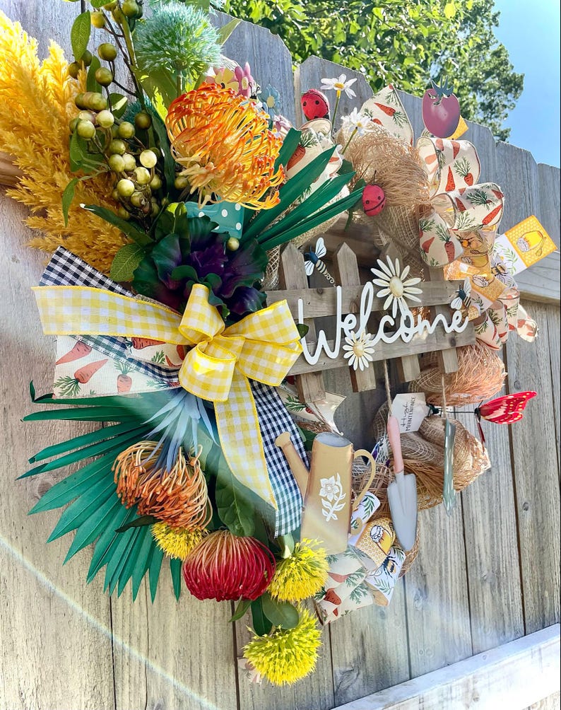 Welcome Garden Wreath with Wooden Sign, Garden Home Decor bild 3
