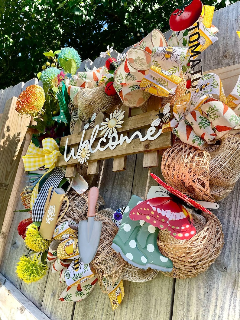 Welcome Garden Wreath with Wooden Sign, Garden Home Decor bild 2