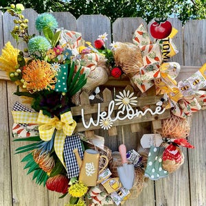 Welcome Garden Wreath with Wooden Sign, Garden Home Decor bild 1