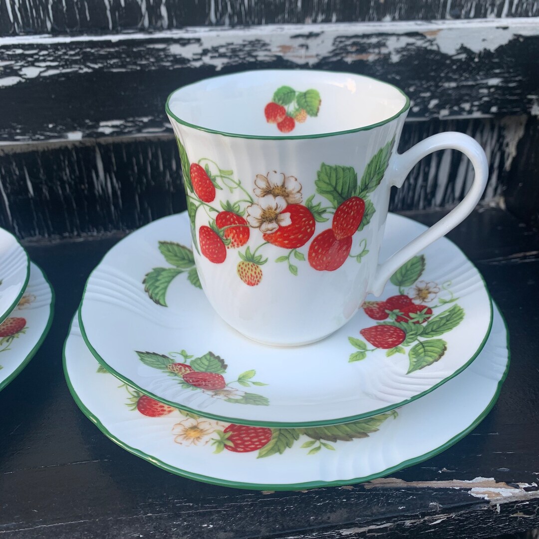 Sale 1 Set Roy Kirkham Fine Bone China Fruit Garden Trio Etsy