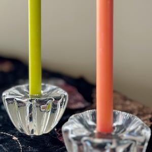 1 Vintage Orrefors Sweden art glass Signed candle holders