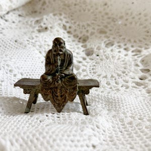 vintage mini brass figurine Bodhidharma