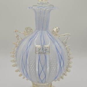 Murano Blau und Gold venezianische Latticino Parfümflasche
