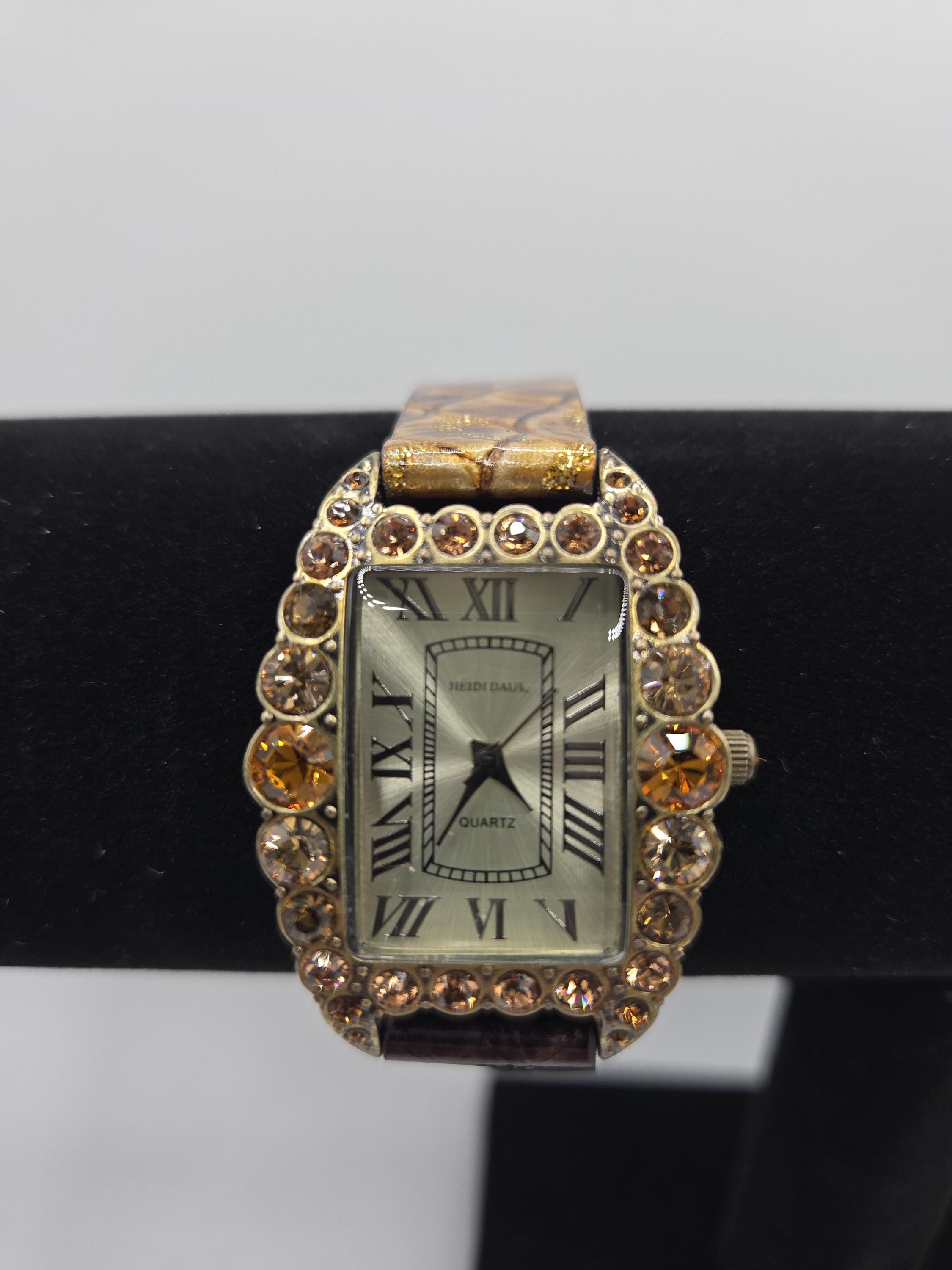 Heidi Daus Hinged Cuff Wristwatch Rhinestones Heidi Daus Everyday Elegance Crystal Rhinestone Metal Hinge  main image 3