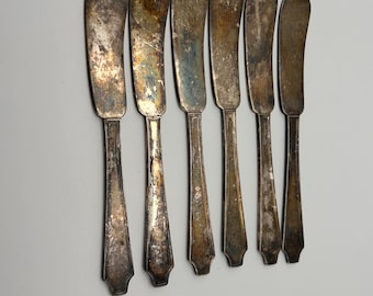 Antique 1847 Rogers Bros. Silver Plated Set of 6 Butter Knives
