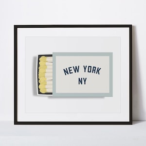 New York City Matchbook Printable Wall Art, NYC Matchbox Poster For Living Room Bedroom Kitchen Dorm, Housewarming Or Graduation Gift