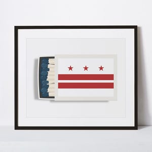 Washington DC Flag Matchbook Printable Wall Art, City Matchbox Poster For Living Room Bedroom Kitchen Dorm, Housewarming Or Graduation Gift