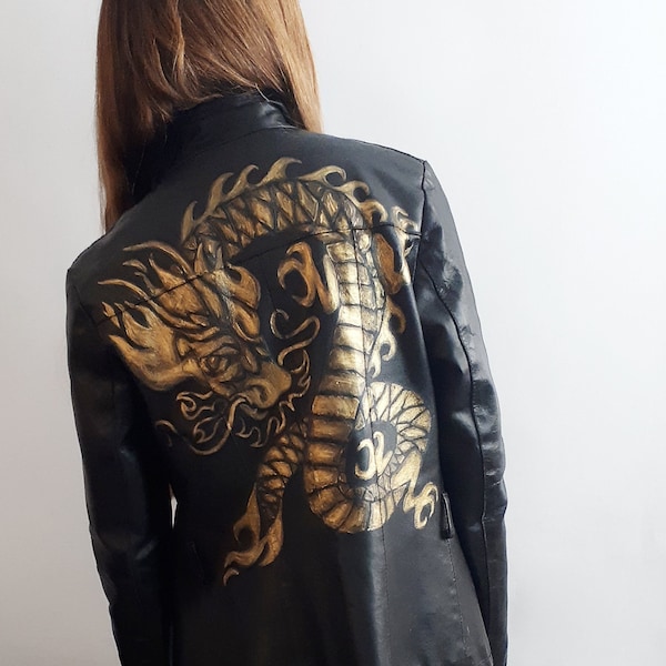 Jacket With Dragon Etsy