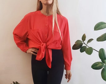 Vintage Red Blouse // Vintage Classic Blouse / Vintage Silky Blouse / Vintage Style / Vintage Gift Idea / Vintage Gift for Her / 1980